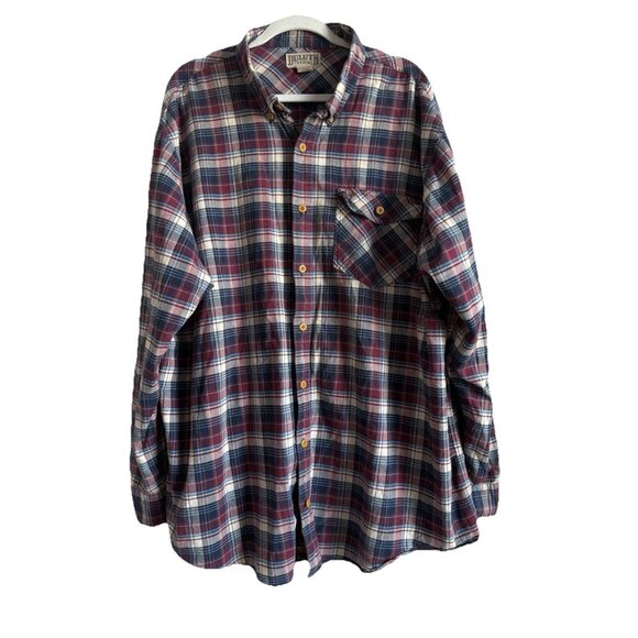 Duluth Trading Mens Tall 2XL Iron Mountain Oxford Relaxed Flannel Shirt Button - Picture 1 of 14